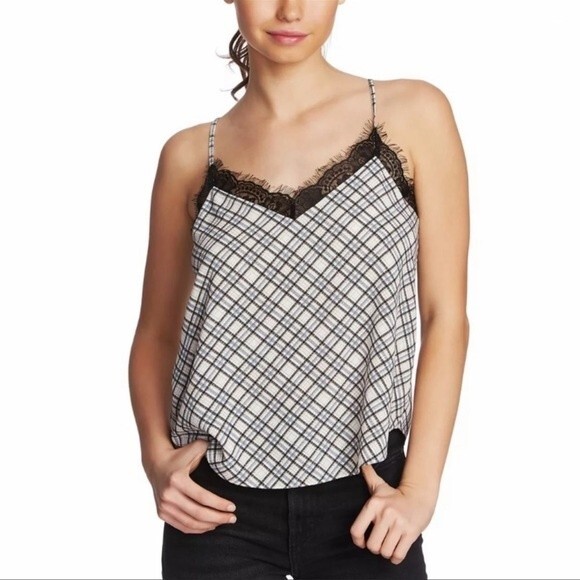 1. State Diagonal Paths Lace Trim Camisole Tank Size Large - Picture 1 of 11